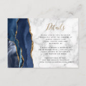 Moderne marmer Blue Gold Agate Marble Wedding Deta Informatiekaartje (Voorkant)