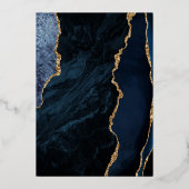 Moderne marmer Blue Gold Agate Marmer Wedding Folie Uitnodiging (Achterkant)