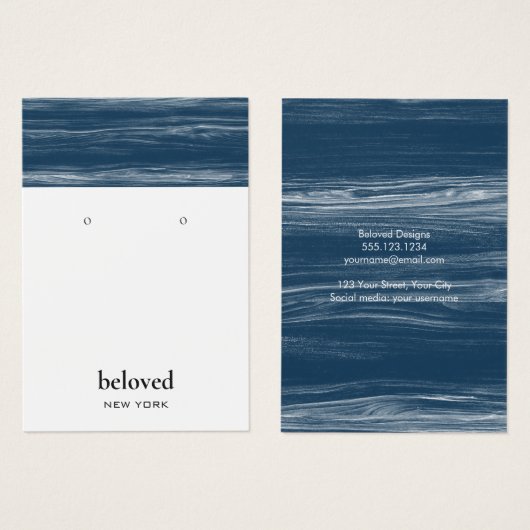 Moderne marmer Blue White Earring Display Kaart (Voorkant /achterkant)