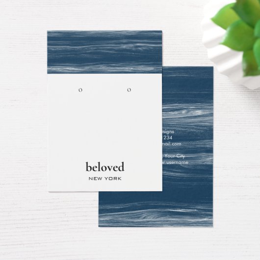 Moderne marmer Blue White Earring Display Kaart (Bureau)