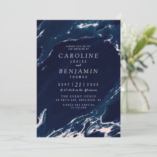 Moderne marmer-bruiloft voor marmer kaart (Staand voorkant)