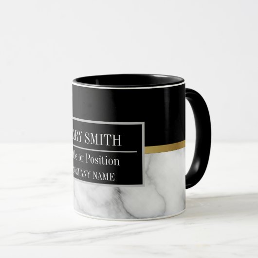 Moderne marmer Business Add Name Mok (Voorkant rechts)