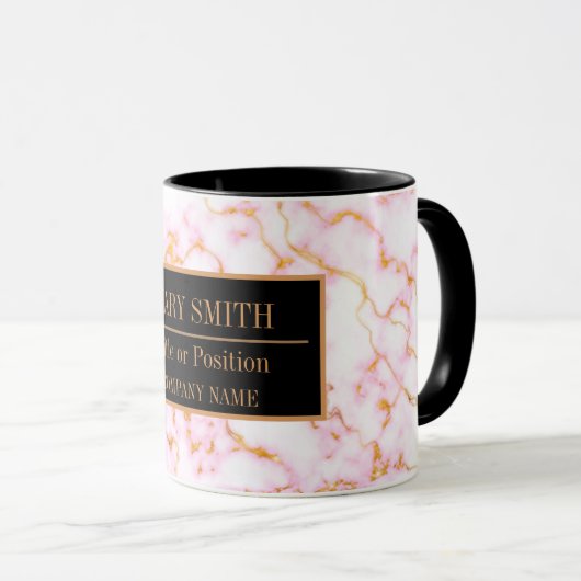 Moderne marmer Business Add Name Mok (Voorkant rechts)