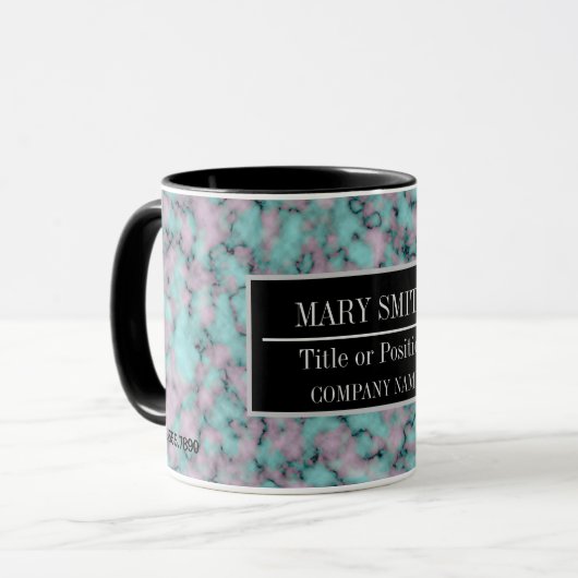 Moderne marmer Business Add Name Mok (Voorkant links)