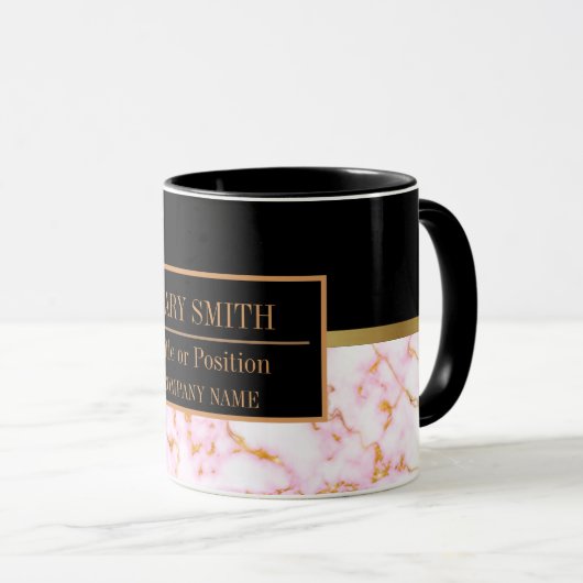 Moderne marmer Business Add Name Mok (Voorkant rechts)