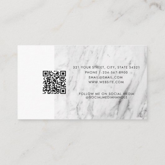 Moderne marmer Business Logo QR Code Loyalty Visitekaartje (Achterkant)