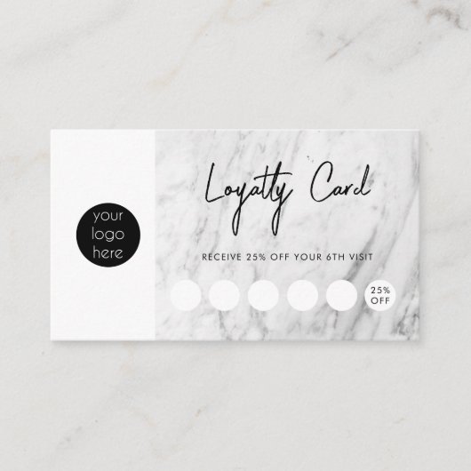 Moderne marmer Business Logo QR Code Loyalty Visitekaartje (Voorkant)