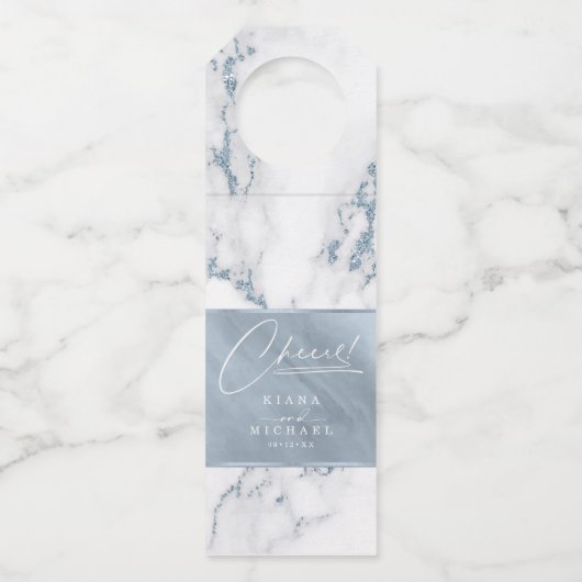 Moderne marmer Cheers Dusty Blue ID816 Flessenhanger (Voorkant)