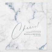 Moderne marmer Cheers Dusty Blue ID816 Wijn Etiket (Enkel label)