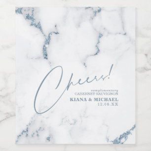 Moderne marmer Cheers Dusty Blue ID816 Wijn Etiket