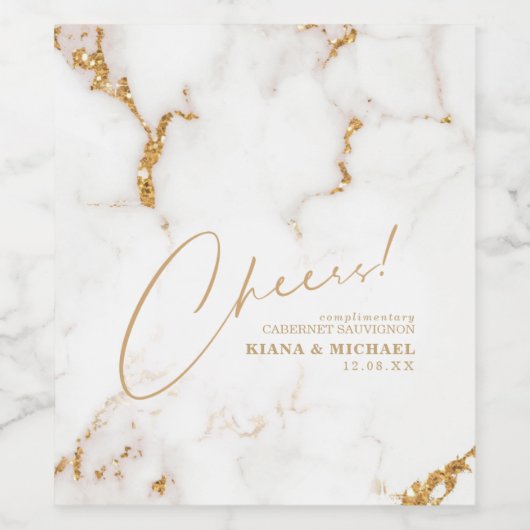 Moderne marmer Cheers Dusty Gold ID816 Wijn Etiket (Enkel label)