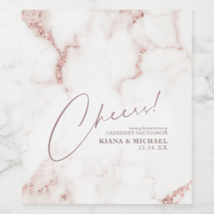 Moderne marmer Cheers Dusty Roos Gold ID816 Wijn Etiket