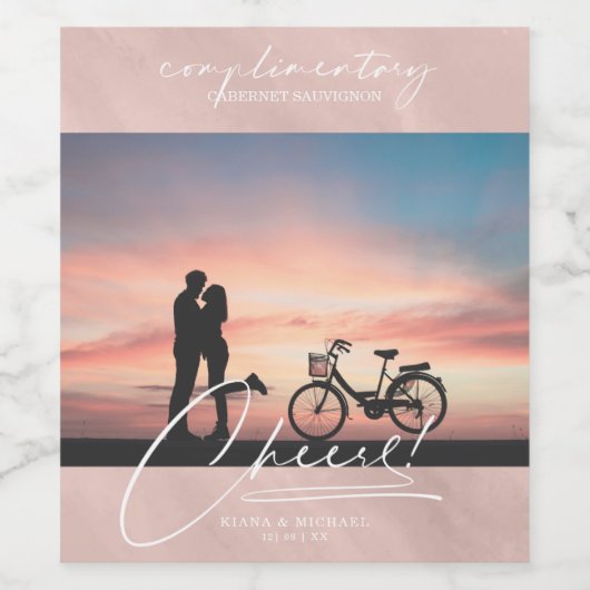 Moderne marmer Cheers Foto Roos Gold ID816 Wijn Etiket (Enkel label)