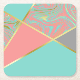 Moderne marmer Coral Pastel Gold Kartonnen Onderzetters