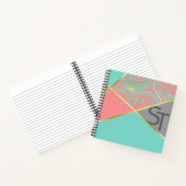Moderne marmer Coral Pastel Gold Monogram Notitieboek (Binnen)