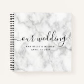 Moderne marmer Elegant Calligraphy Wedding Guest Notitieboek (Voorkant)