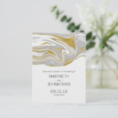 Moderne marmer en Gold Save the Date Briefkaart (Staand voorkant)