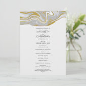 Moderne marmer- en Gold Wedding-kaart Programmakaart (Staand voorkant)