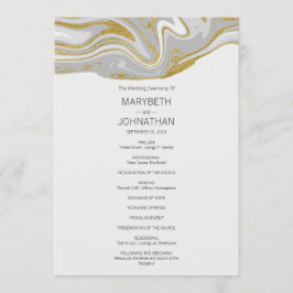 Moderne marmer- en Gold Wedding-kaart Programmakaart