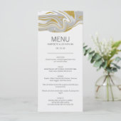 Moderne marmer- en Gold Wedding-menukaart Menu (Staand voorkant)