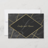 Moderne Marmer en Goud Geometrische Huwelijksantwo RSVP Kaartje (Achterkant)