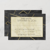 Moderne Marmer en Goud Geometrische Huwelijksantwo RSVP Kaartje (Voorkant / Achterkant)