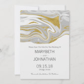 Moderne marmer en gouden bruiloft bespaart de datu save the date (Voorkant)
