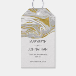 Moderne marmer en gouden bruiloft Dank je cadeau L Cadeaulabel