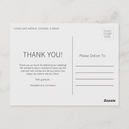 Moderne marmer en gouden bruiloft Dank u Briefkaar Briefkaart (Achterkant)