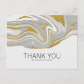 Moderne marmer en gouden bruiloft Dank u Briefkaar Briefkaart (Voorkant)