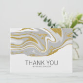 Moderne marmer en gouden bruiloft Hartelijk dank Bedankkaart (Staand voorkant)