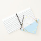 Moderne marmer Geometric Pattern Gold Light Blue Notitieboek (Binnen)