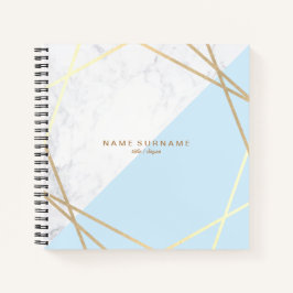 Moderne marmer Geometric Pattern Gold Light Blue Notitieboek