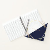Moderne marmer Geometric Pattern Gold Midnight Blu Notitieboek (Binnen)