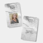 Moderne marmer Glitter Employee Photo ID Badge (Voor- en achterkant)