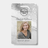 Moderne marmer Glitter Employee Photo ID Badge (Voorkant)