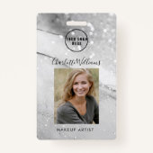 Moderne marmer Glitter Employee Photo ID Badge (Voorkant)