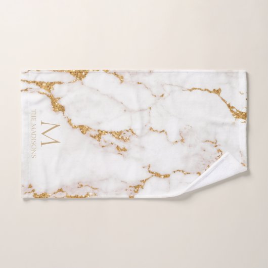 Moderne marmer Glitter Monogram Gold ID816 Bad Handdoek (Handdoek)