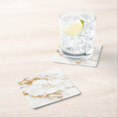 Moderne marmer Glitter Monogram Gold ID816 Kartonnen Onderzetters (Insitu)