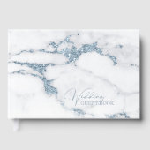 Moderne marmer Glitter Wedding Blue ID816 Gastenboek (Voorkant)