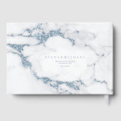 Moderne marmer Glitter Wedding Blue ID816 Gastenboek (Achterkant)