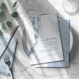 Moderne marmer Glitter Wedding Dusty Blue ID816