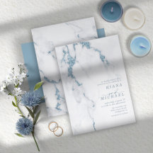 Moderne marmer Glitter Wedding Dusty Blue ID816