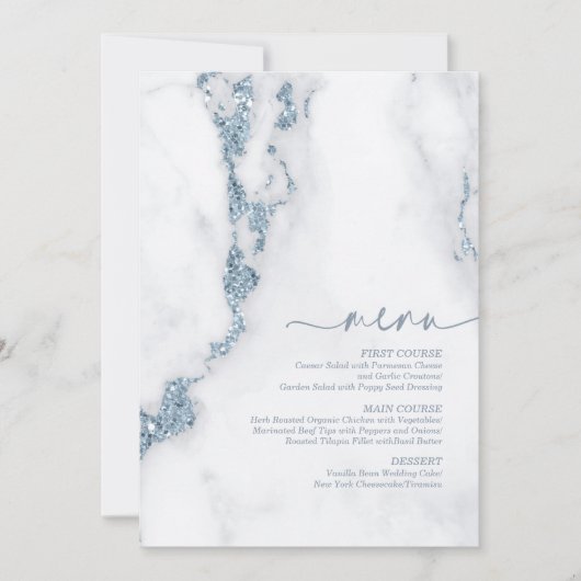 Moderne marmer Glitter Wedding Dusty Blue ID816 (Voorkant)