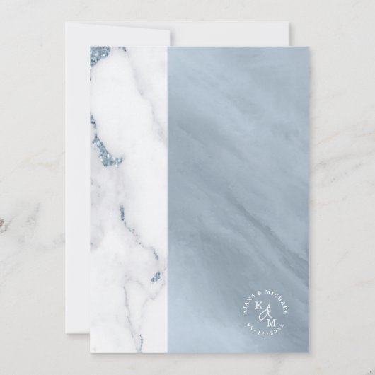 Moderne marmer Glitter Wedding Dusty Blue ID816 (Achterkant)