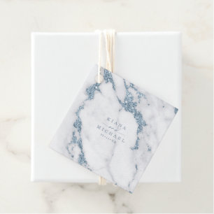Moderne marmer Glitter Wedding Dusty Blue ID816 Bedankjes Labels