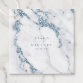 Moderne marmer Glitter Wedding Dusty Blue ID816 Bedankjes Labels (Voorkant)