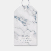 Moderne marmer Glitter Wedding Dusty Blue ID816 Cadeaulabel (Voorkant)