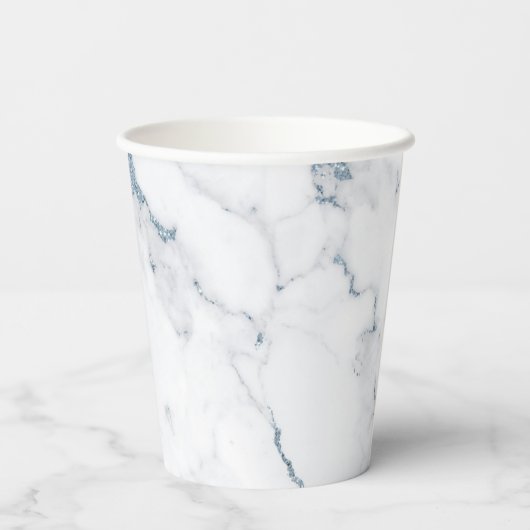 Moderne marmer Glitter Wedding Dusty Blue ID816 Papieren Bekers (Achterkant)