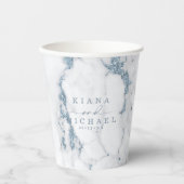 Moderne marmer Glitter Wedding Dusty Blue ID816 Papieren Bekers (Voorkant)